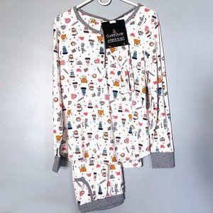 Cuddl Duds - But First, Coffee - 2-Pc PJs Set (Top / Bottom / Headband) NEW